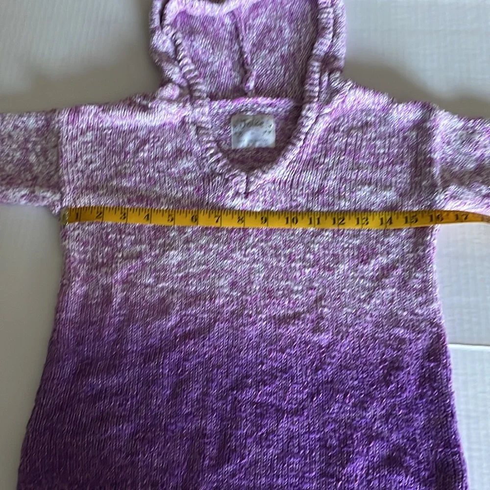 Justice purple Ombre hooded knit short sleeve sweater girls size 14